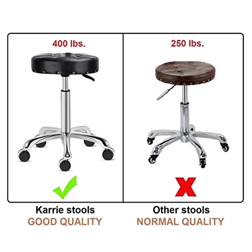 Kaleurrier Stools with Wheels,Rolling Swivel Hydraulic Adjustable Height Heavy Duty Metal Cushioned 400 lbs. Capacity High Stool Chair for Salon Home Kitchen Massage Office Clinic Medical Lab,Black - Thumbnail 4