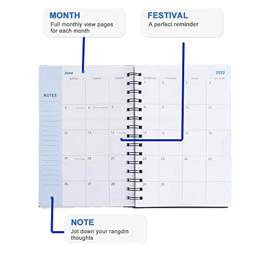 AukCherie Agenda 2022 Semanal 21x14.3 cm Agenda Scolaire 2022.1-2023.6 Agenda diaria quo vadis 2022 Páginas Notas planificador Semanal (Negro)