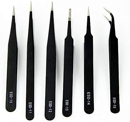 DSYJ Anti-Static Stainless Steel Tweezer Set Tweezers Maintenance Tools 2 Pack