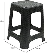 Hobby Life Rattan Stackable Stools Indoor Outdoor Chair Black 45.5cm view 2