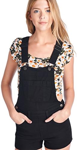 Parkers Jeans Women's Festival Denim Overall Shorts (X-Large, Black)