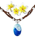 MOANA NECKLACE Disney Costume Accessory Movie Gift For Girls | Heart of Te Fiti Gorgeous Blue Pendant, Faux Leather, Pearl | Children Adults Kids Toys Princess Doll Birthday Party Supplies Cosplay