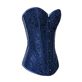 Muka Women Blue Brocade Renaissance Fashion Corset Lingerie Halloween Costume