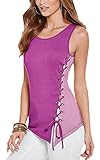 Angashion Women's Sexy Color Splice Bandage Sleeveless Blouse Tank Tops T-Shirt