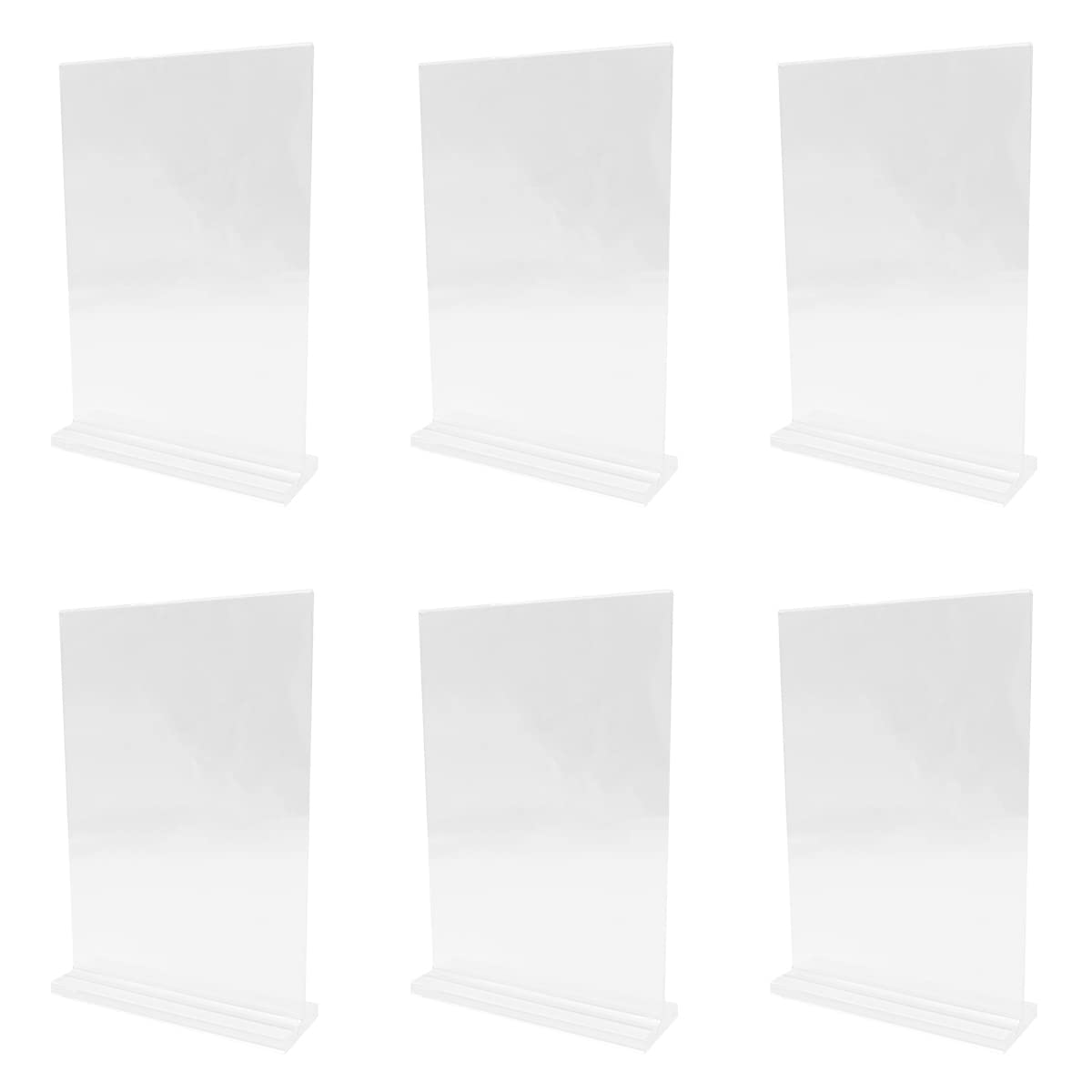 VOANZO 6pcs A5 Menu Holder with Acrylic Base and Frame Double-Sided Display Table Sign Holder Clear Counter Top Poster Holder T Stand