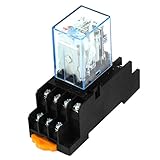 Uxcell 4PDT Electromagnetic Power Relay with Socket Base, DC12V Coil, 14 Pins