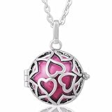 EUDORA Harmony Bola Endless Love Locket Pandent Necklace 20mm Musical Chime Ball & 30'' Chain pink