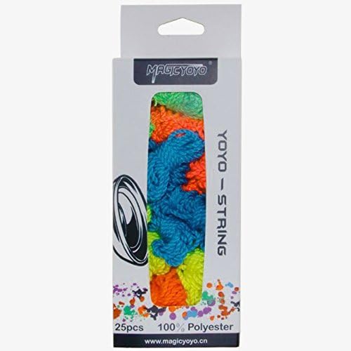 Colorful Yoyo String, 100% Polyester - Fits for Responsive and Non Responsive Yoyos - Pack of 25 (Red, Orange, Yellow, Blue, Green), Yoyo Accessory