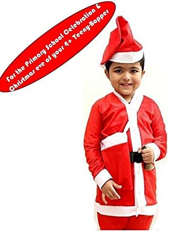 Mobison Santa Claus Dress Costume for Boys Girls Kids (5 Years-6 Years) For Christmas/New Year
