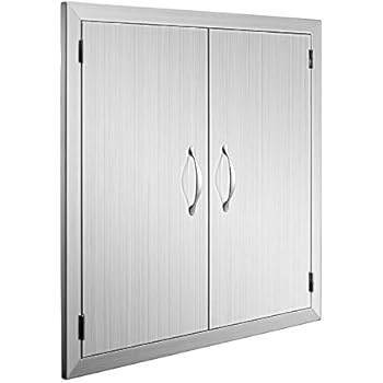 Happybuy BBQ Access Door Double Wall Construction 24W x 24H inch Outdoor Kitchen Access Doors 304 Grade Brushed Stainless Steel Heavy Duty