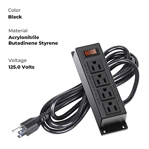 Power Strip - 4 Widely Spaced Outlets, Mountable Power Strip 9.6Ft Extension Cord, Wall Mount for Home, Office, Industrial, School