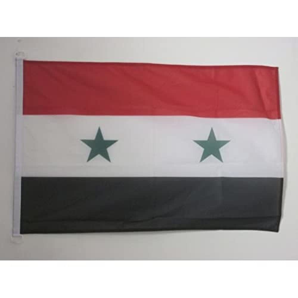 AZ FLAG - Syria Nautical Flag - 18'' x 12'' - For Outdoor and Boat - Syrian Banner Knitted Polyester with Two Plastic Rings - Vivid Colors - 12x18 in - 45x30 Cm