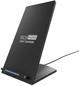 TechMatte Fast Charge Wireless Charging Stand Compatible with iPhone 11, 11 Pro, 11 Pro Max, XS, XS Max, XR (7.5W) Samsung Galaxy S20, S20 Plus, S20 Ultra,Note 10, 9, 8, S10, S9 (10W)