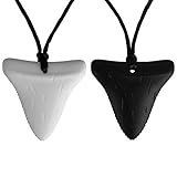 Shark Tooth Sensory Chew Necklace for Kids, Boys and Girls - Designed for Teething, Autism, Biting, Chewing - (2 Pack) - Sensory Teether Pendant