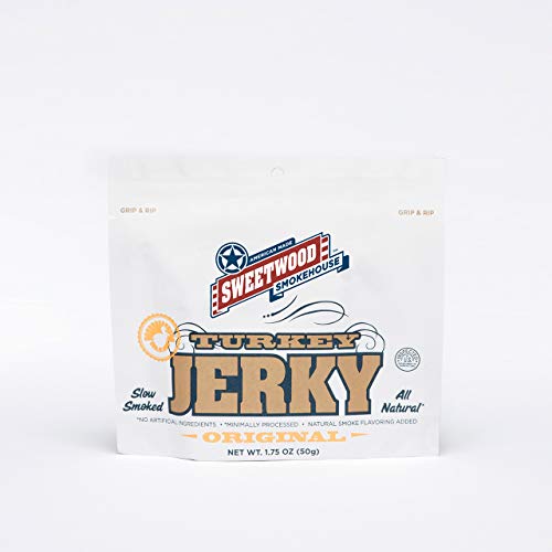 Sweetwood Smokehouse - Turkey Jerky - Original - 1.75oz (12 Count) - Gluten Free , Nitrate Free, Grass Fed, 100% Free Range Turkey  All Natural, Healthy Snack for Kids & Adults