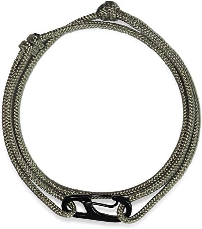 WUE Mens Paracord Bracelet Handmade with 425 Paracord 3mm Rope and Steel Carabiner Adjustable Pull Cord Knots - Camping Gear and Hiking Gear Made in USA