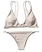 MOOSKINI Women Fashion Sexy Halter Padded Bikini Set Two-pieces Swimsuit Bathing Suit,Nude,Small
