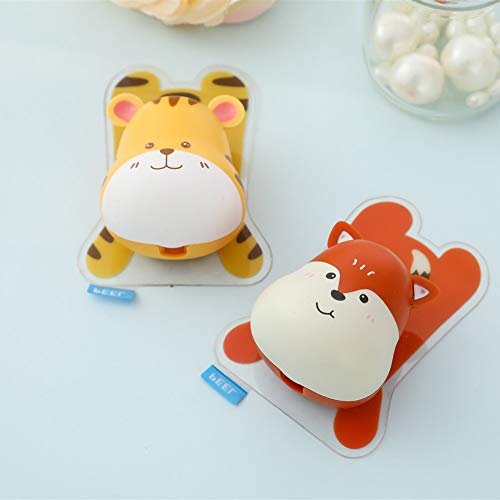Heasa Toothbrush Holder Wall Mounted, Animal Kids Toothbrush Holder (Red Fox & Yellow Tiger)
