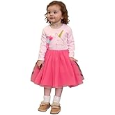 New Cute Unicorn Pink Long - Sleeve Tulle Dress for Girls