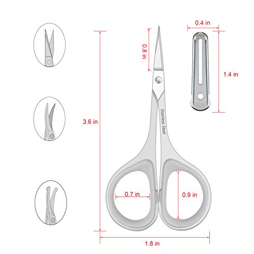 Stainless Steel Mustache Beard Facial Hair Trimming Scissor Set with Safety Cover