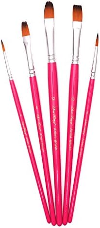 INYIAN Painting Brushes, 5pcs Pointed Paint Brush Set for Watercolor/Oil/Crafts/Acrylic/Rock/Face Painting and Gouache (Green)