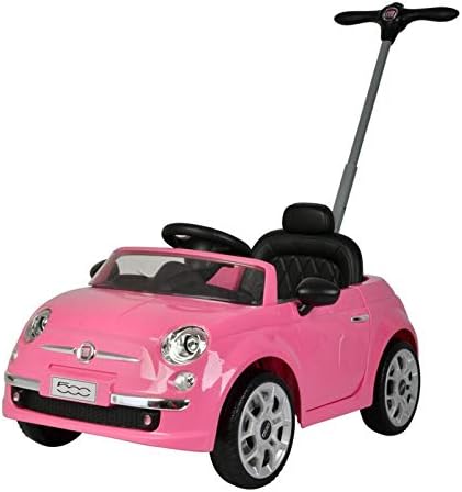 KidPlay Products Licensed Fiat 500 Push Car Pink Adjustable Handle Stroller