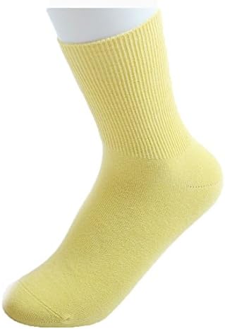 Woman's cotton socks, pregnant women care socks, adult health socks, casual socks ，Double needle process 3 Pairs (Yellow)