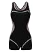 ReliBeauty Women's Boy-Leg One Piece Swimsuit, Black-1, 4XL 14-16