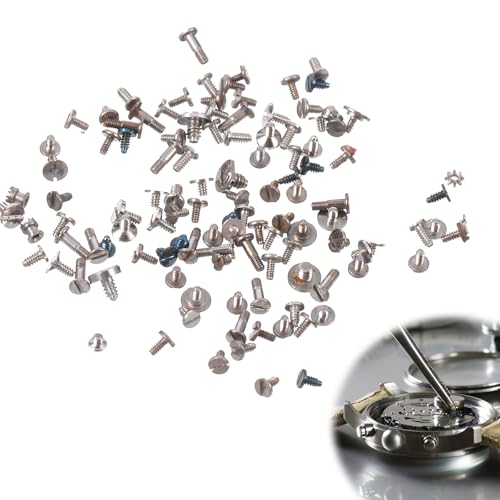 MBAIYO 100Pcs Watch Battery Clamp Screws Assortment Kit, Replacement Micro Screws Replaces Old Battery Clamp Screw in Watches for Watch Repair and Watchmaking
