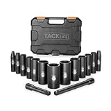 Tacklife Drive Impact Socket Set, 15pcs 3/8-Inch Socket Set, SAE, CR-V Steel, 6-Point-HIS5A