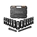 Tacklife Drive Impact Socket Set, 15pcs 3/8-Inch Socket Set, SAE, CR-V Steel, 6-Point-HIS5A