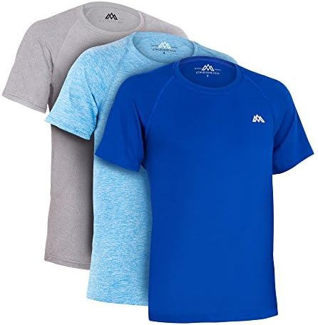Alfred Morris Men's Athleisure Tech T-Shirt - 3 Pack - Comfortable Athletic Sports Workout Short Sleeve Tee Shirts (Blues and Grays, X-Large)