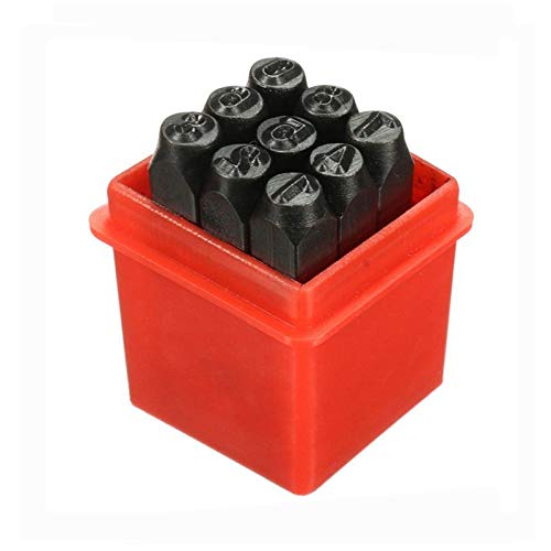 Vogueing Tool Number Punch Set Number Stamp Set Metal Letter Punch Set with Case for Leather Work & Wood Materials (6MM, 9Pcs)
