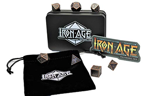 image for Iron Age Dice Ancient Copper Metal Dice Set - Polyhedral Role Playing 