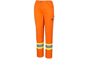 Pioneer Hi Vis Safety Pants for Women - Cargo Pants for Construction and Traffic Work - 7 Pockets - Reflective Tape - Orange