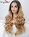 K'ryssma Ombre Blonde Lace Front Wigs Dark Roots Brown to Blonde Ombre Synthetic Wigs For Women Natural Looking Long Wavy Wig Heat Resistant 24 inch