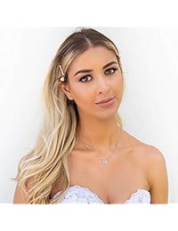 PAVOI - Collar con inicial de circonita cúbica chapada en oro blanco de 14 quilates   collares con letras para mujer