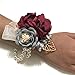 Wedding Bridal Wrist Corsage Graduation Party Wrist Corsage Bridesmaid Wrist Flower Corsage Flowers for Wedding (Wine Red)