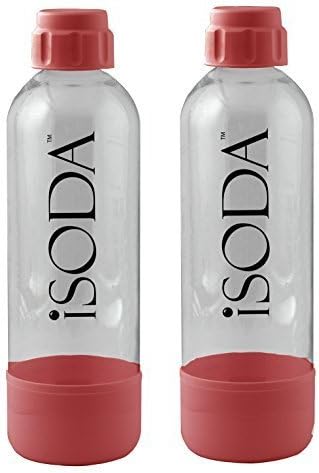 iSoda Drinkmate Carbonation Bottles (2 Pack) (1L, Red) by iSODA
