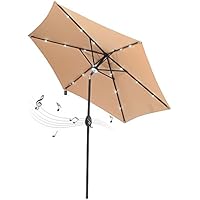 Sale Apex Living 9 Feet Solar Powered Led Light Patio Umbrella Bluetooth Speaker Beige Piece Outdoor Rattan
