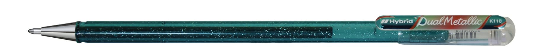 Pentel K110 Hybrid DualMetallic Gel Rollerball, 1.0mm Tip, Turquoise Green/Metallic Red & Green (Pack of 12)