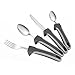 Special Supplies Adaptive Utensils (4-Piece Kitchen Set) Wide, Non-Slip Handles for Hand Tremors, Arthritis, Parkinson’s or Elderly Use, Stainless Steel Knife, Fork, Spoons (Gray Striped)