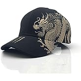 Stylish Hip Hop Hats - Chinese Dragon Retro Baseball Cap, Black