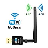 USB Wifi Adapter 600Mbps, Sunany Dual Band (2.4G/150Mbps+5G/433Mbps) Wireless Network Adapter Wifi Antenna for Desktop/PC/Laptop Supports Windows 10/8.1/8/7/XP/Vista