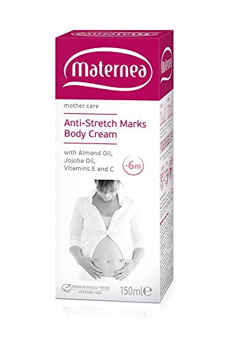 MATERNEA Anti-Stretch Marks Body Cream with Almond Oil, Jojoba Oil, Vitamins E and C (5 fl.oz. US) Allergen & Perfume Free