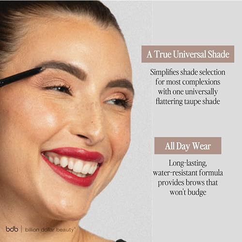 billion dollar brows Universal Eyebrow Pencil – Dual-Ended Design with Precision Tip & Spoolie, Matte Finish, Waterproof, Easy to Use, Vegan & Cruelty-Free for Perfectly Defined Brows
