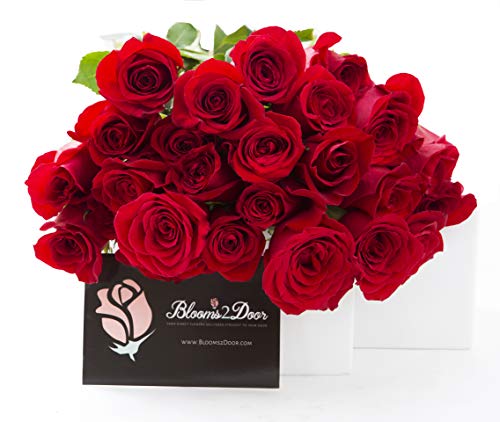 Blooms2Door 25 Red Roses (Long Stem - 50cm) - Farm Direct Wholesale Fresh Flowers