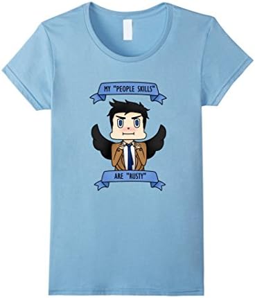 Women's Castiel ''My people skills are rusty'' T-Shirt Small Baby Blue