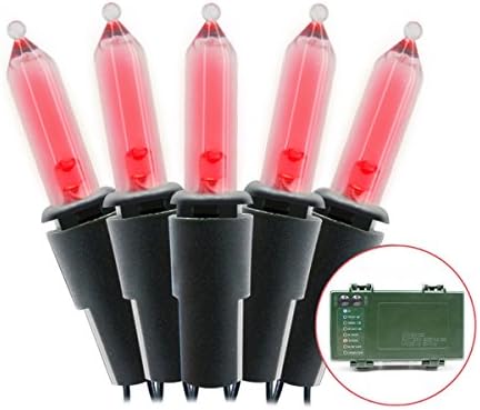 Lalapao Battery Operated String Lights M5 50 LED Clear Mini Fairy Christmas Lighting Decor for Outdoor Indoor Xmas Tree Garden Patio Lawn Party Holiday Home Decorations (Red)