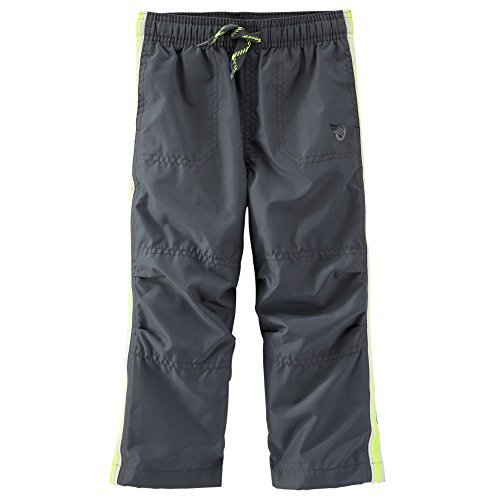 OshKosh B'gosh Baby Boys' Jersey Lined Athletic Pants- Grey - Yellow Stripe- 9 Months